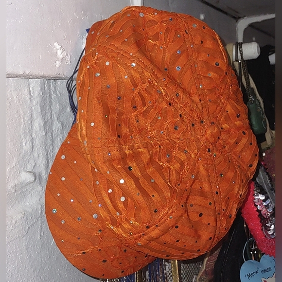 Newsboy style Sequins Orange Baseball Cap - Picture 4 of 7